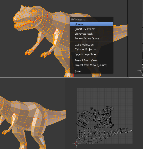 Modeling, UVmapping And Texturing A Low Poly T-Rex In Blender
