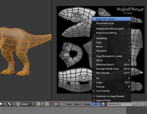 Modeling, UVmapping And Texturing A Low Poly T-Rex In Blender