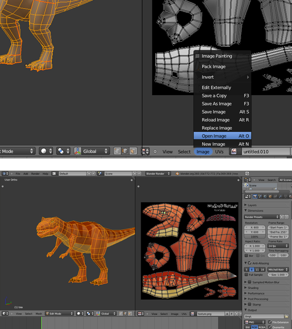 Modeling, UVmapping And Texturing A Low Poly T-Rex In Blender