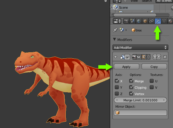 Modeling, UVmapping And Texturing A Low Poly T-Rex In Blender